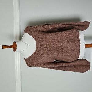 Lulus Always Together Mauve Purple Brown-ish Balloon Sleeve Sweater L Wide Neck